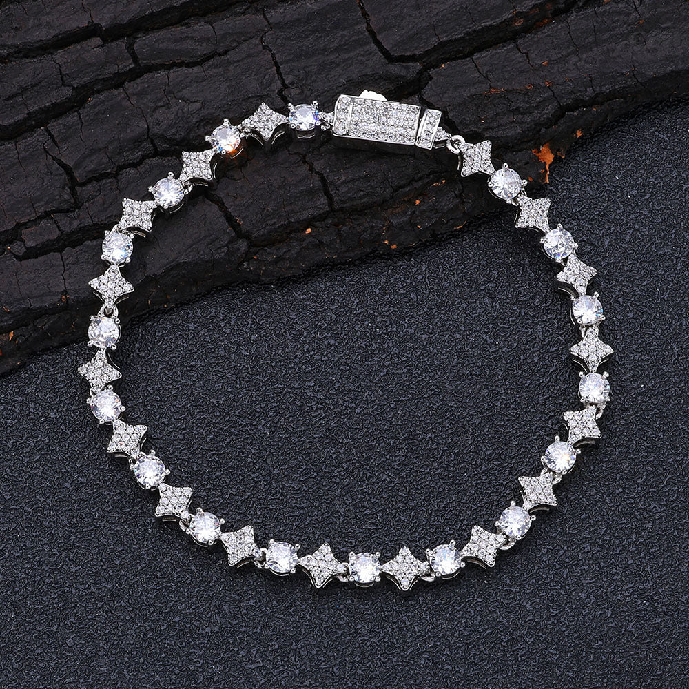 Cross Star Tennis Chain men's diamond-shaped trendy bracelet