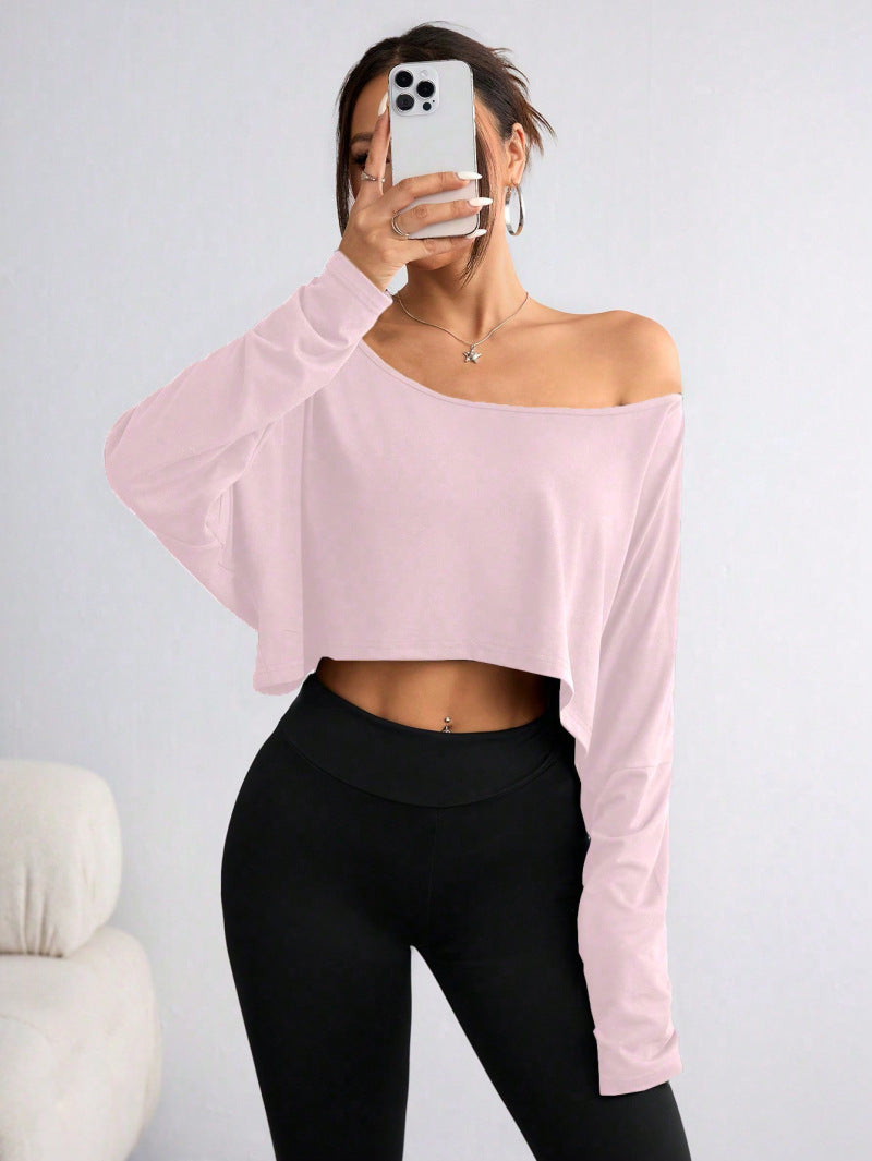 A loose one-shoulder blouse