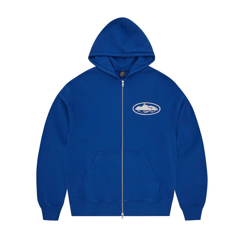 Corteiz's heavyweight boat print loose zipper hoodie, pants, and shorts