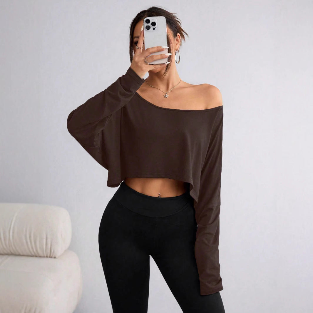 A loose one-shoulder blouse