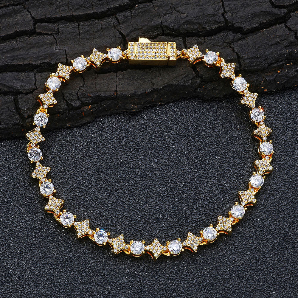 Cross Star Tennis Chain men's diamond-shaped trendy bracelet