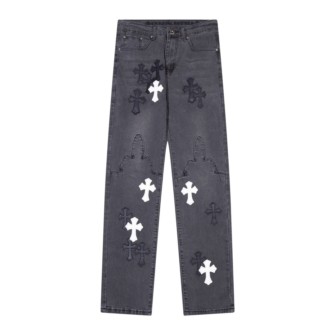 iron cross denim jeans