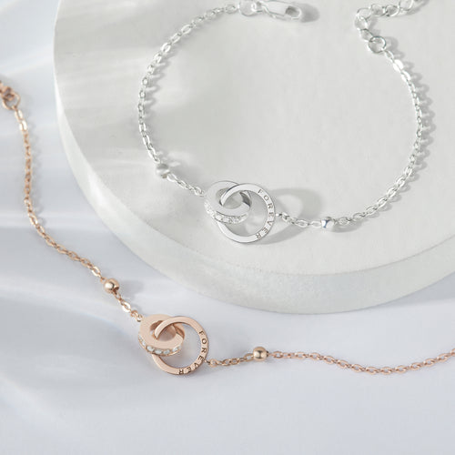 Eternity Stone Bracelet, Circle Linked Bracelet, Circle Bracelet With