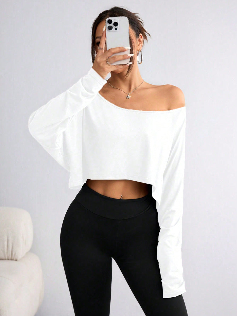 A loose one-shoulder blouse