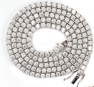 Pure sSilver zircon Tennis Chain with High-end Full Diamonds