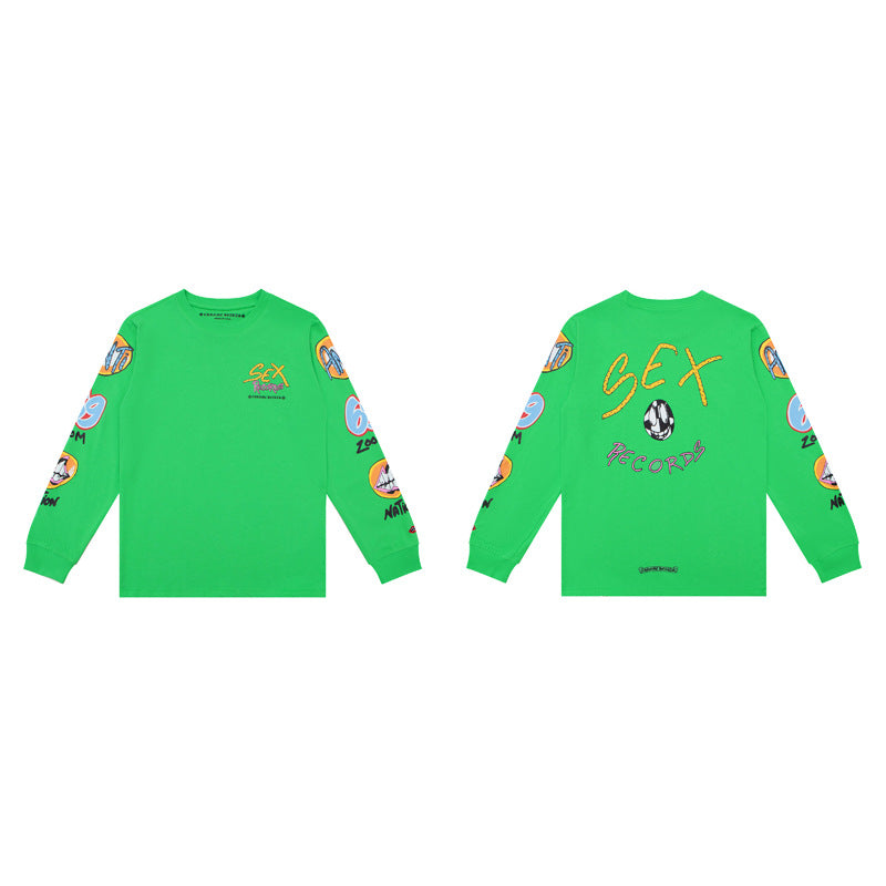 pure cotton long-sleeved round-neck with crosses sweatshirt