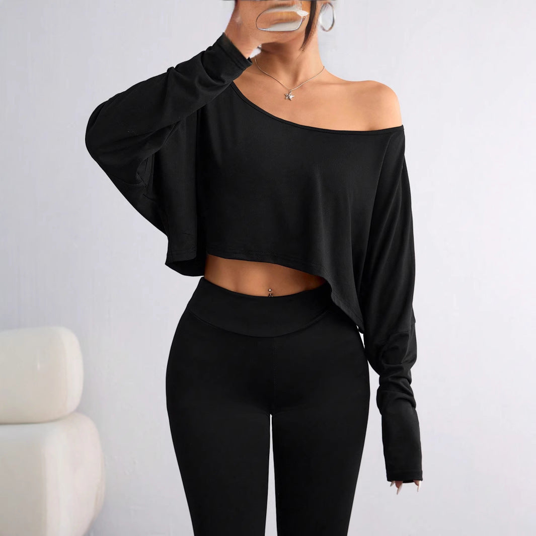 A loose one-shoulder blouse