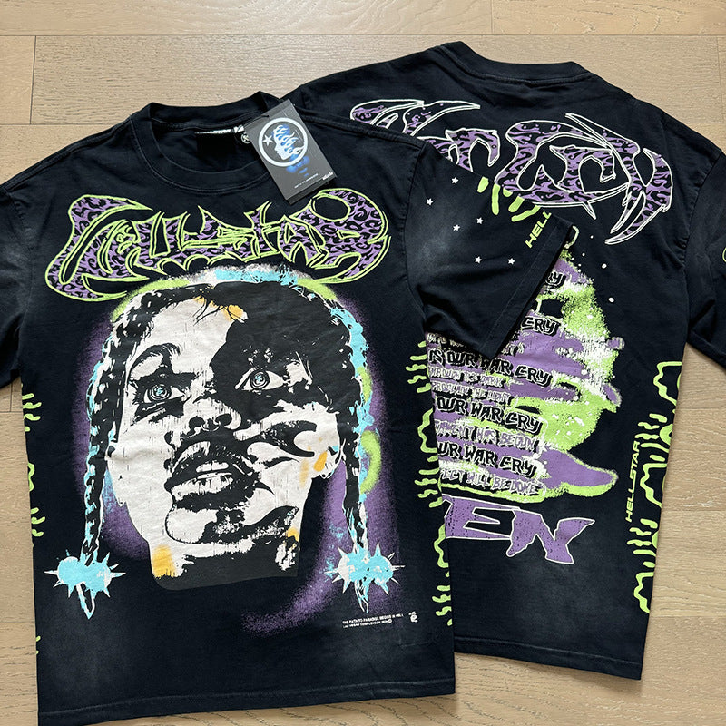 HELLSTAR distressed loose retro short-sleeved T-shirt
