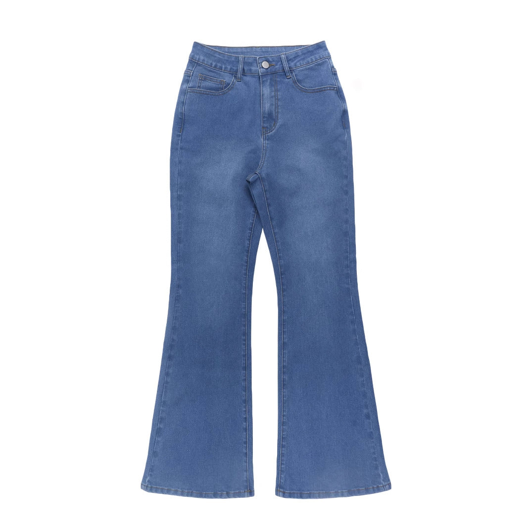 Solid Color Denim Trousers