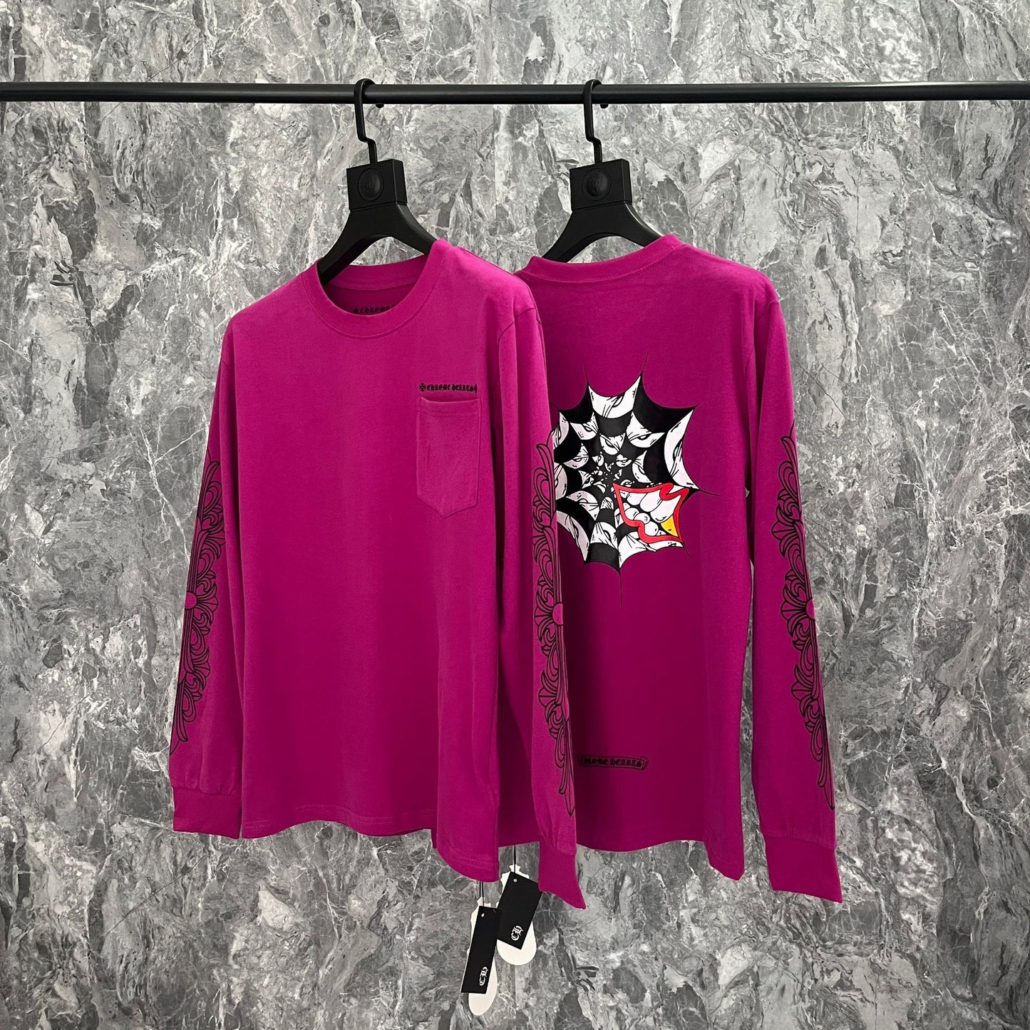 pure cotton long-sleeved round-neck with crosses sweatshirt