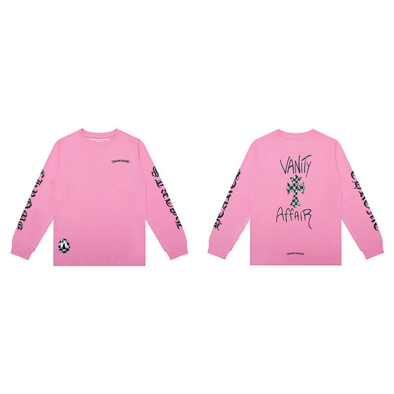 pure cotton long-sleeved round-neck with crosses sweatshirt