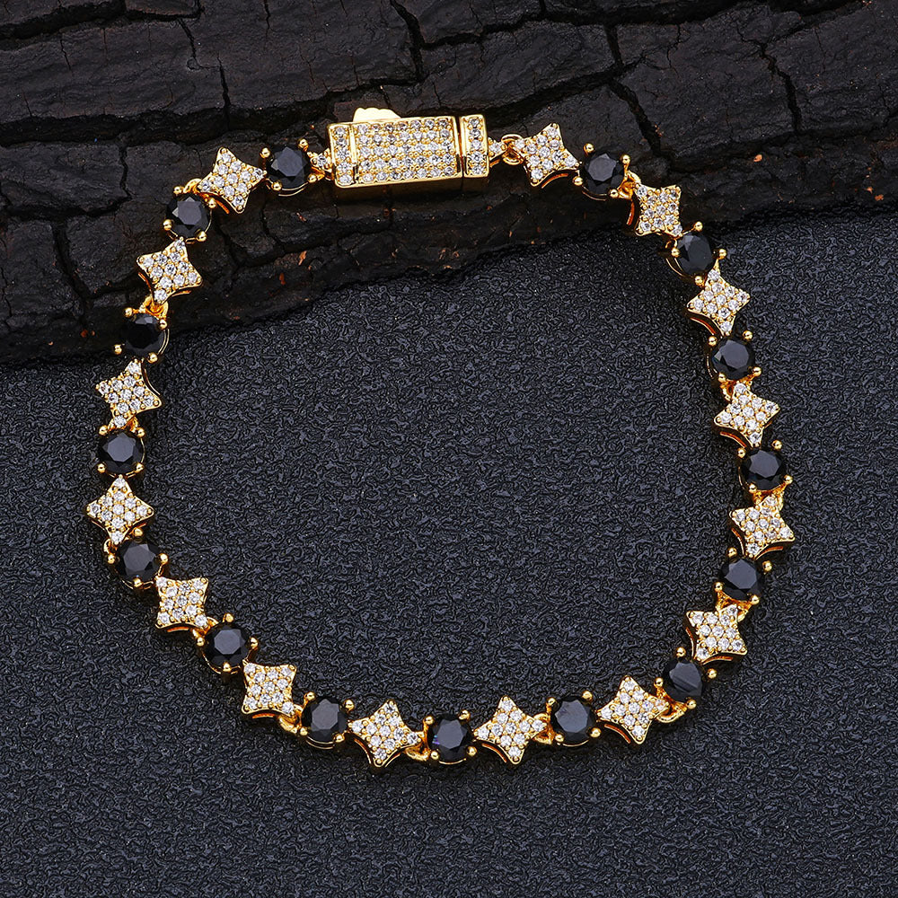 Cross Star Tennis Chain men's diamond-shaped trendy bracelet