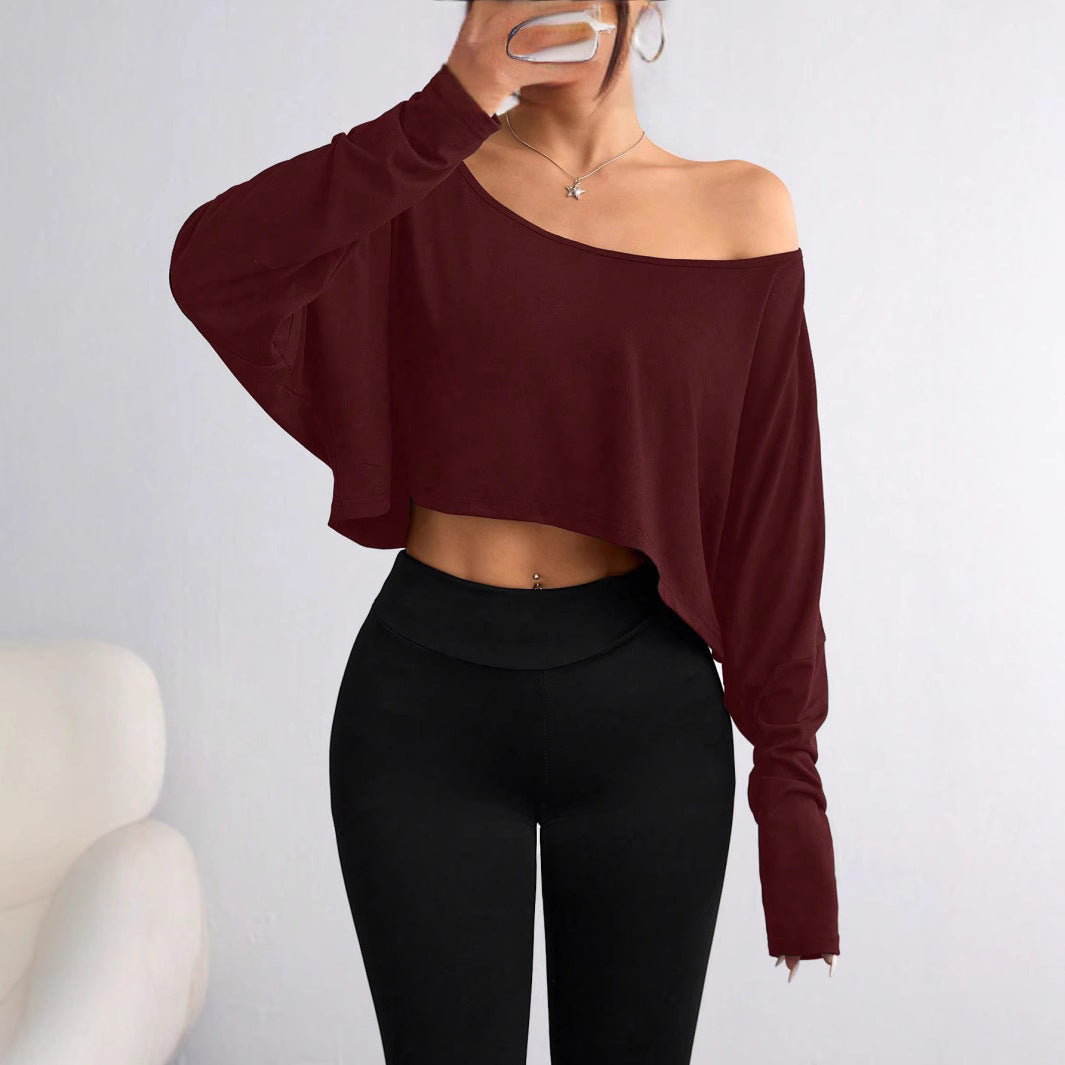 A loose one-shoulder blouse