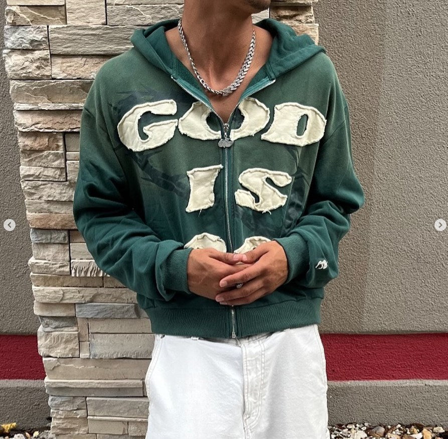 "God is good" zipped jacket