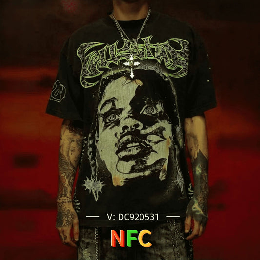 HELLSTAR distressed loose retro short-sleeved T-shirt