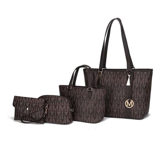 Marimar Women'S Tote Bag with Pouch and Wristlet, Signature 4 Piece Set by Mia K - Chocolate Brown