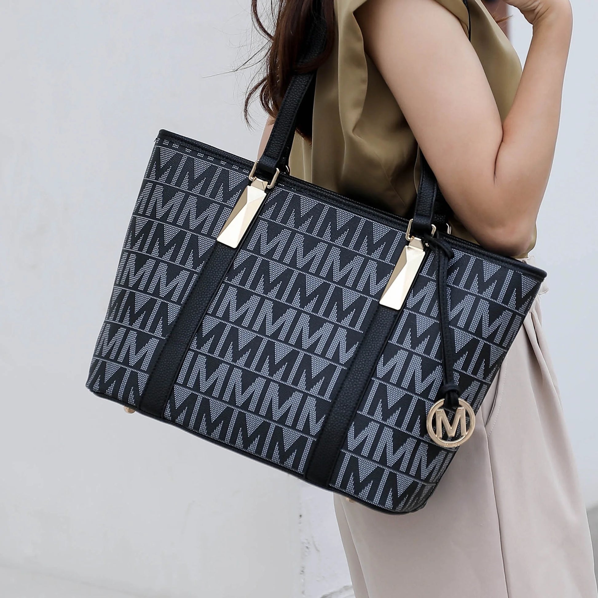 Marimar Women'S Tote Bag with Pouch and Wristlet, Signature 4 Piece Set by Mia K - Chocolate Brown