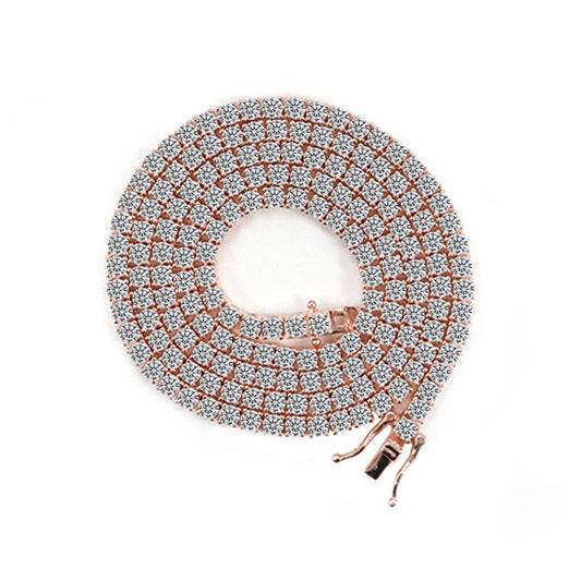Pure sSilver zircon Tennis Chain with High-end Full Diamonds