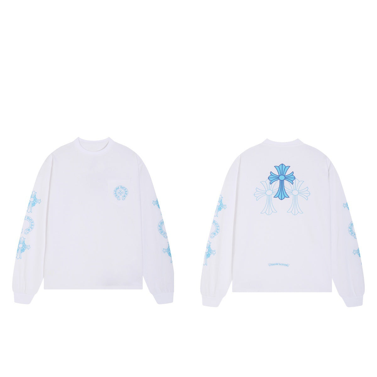 pure cotton long-sleeved round-neck with crosses sweatshirt