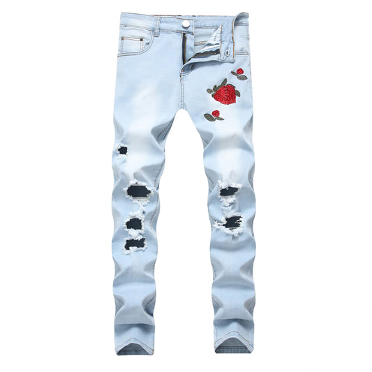Embroidered Stretch Jeans for Men