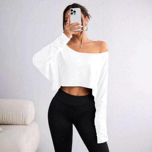 A loose one-shoulder blouse