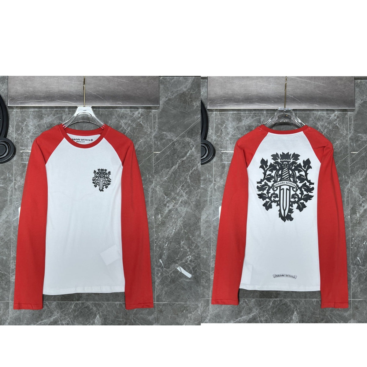 pure cotton long-sleeved round-neck with crosses sweatshirt