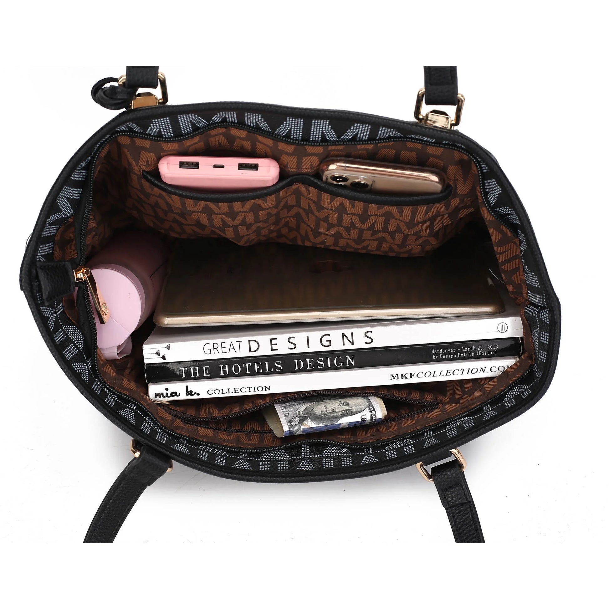 Marimar Women'S Tote Bag with Pouch and Wristlet, Signature 4 Piece Set by Mia K - Chocolate Brown