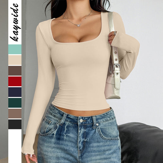 Solid-color long-sleeved tank top T-shirt