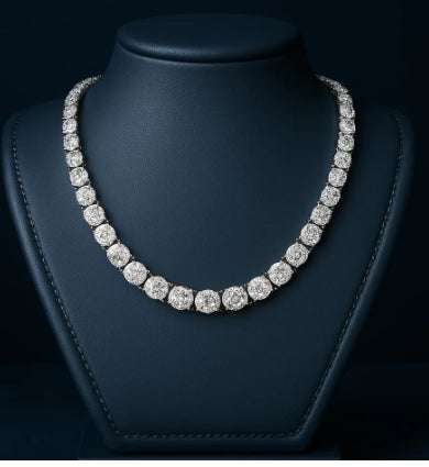 e925 Silver Moissanite Diamond plated with 18K Silver necklace
