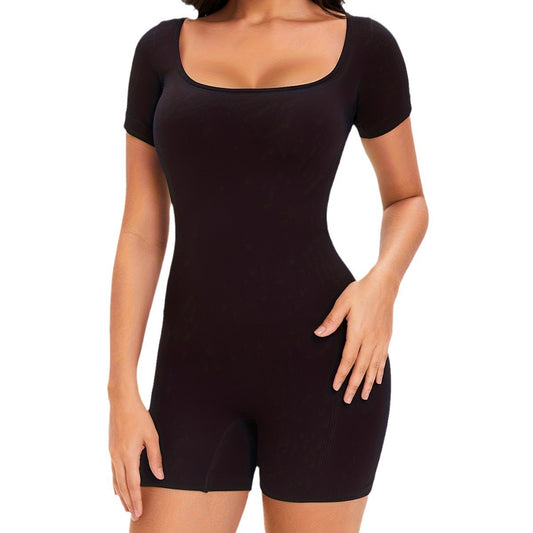 Short-sleeved corset yoga jumpsuit