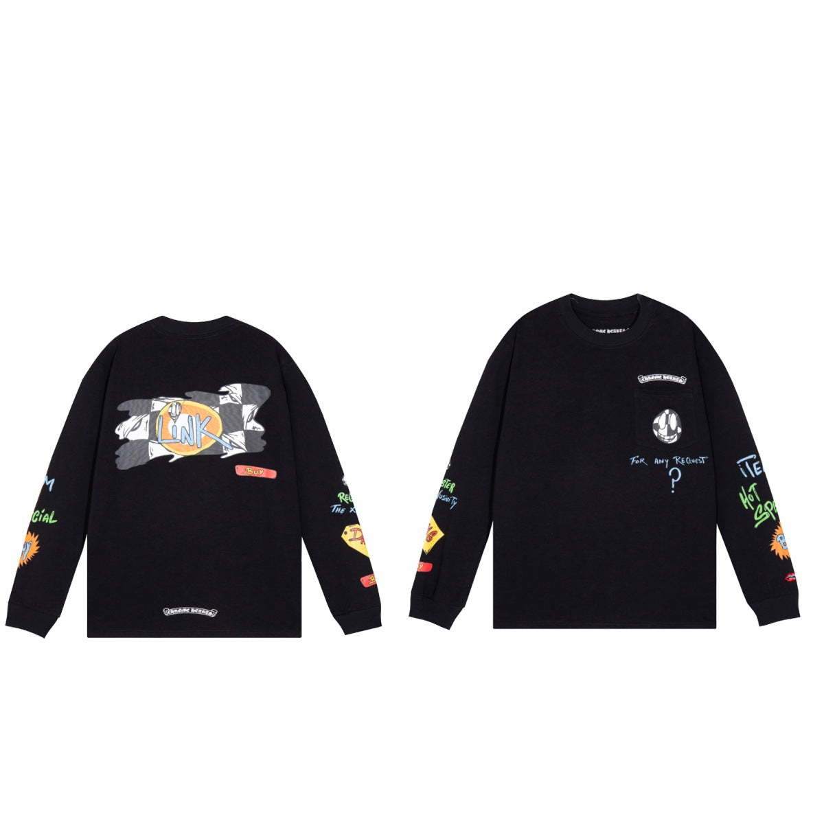pure cotton long-sleeved round-neck with crosses sweatshirt
