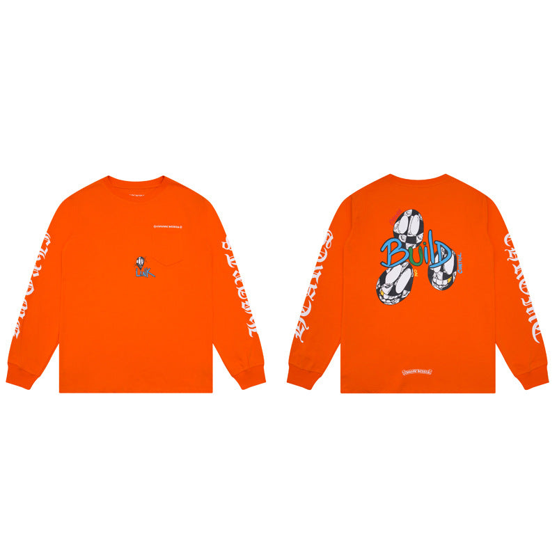 pure cotton long-sleeved round-neck with crosses sweatshirt