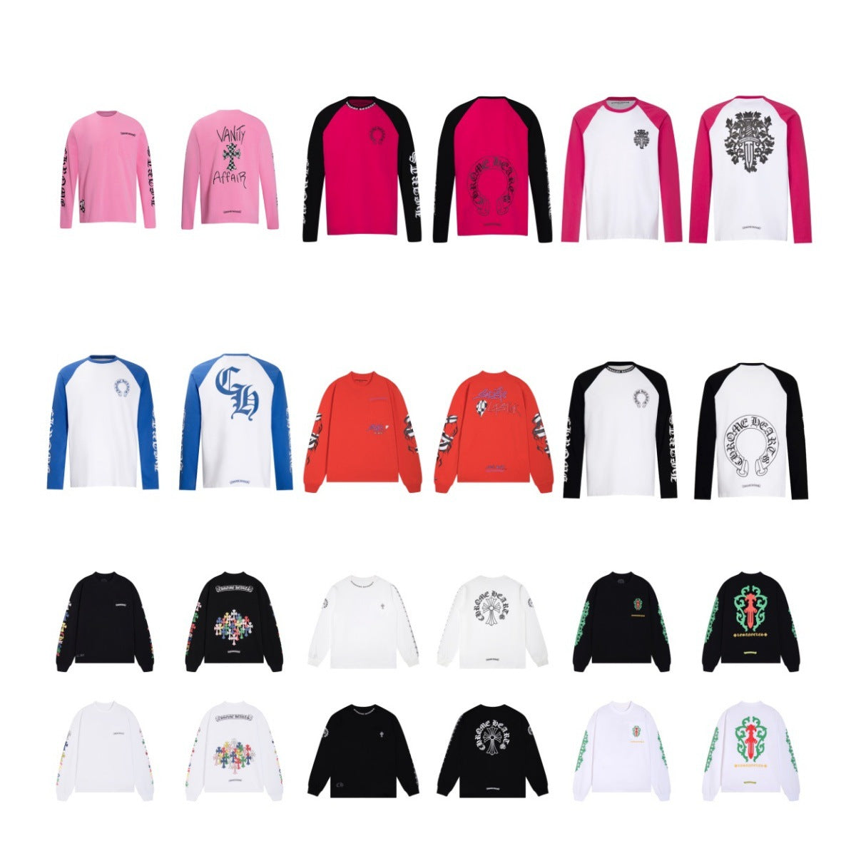pure cotton long-sleeved round-neck with crosses sweatshirt